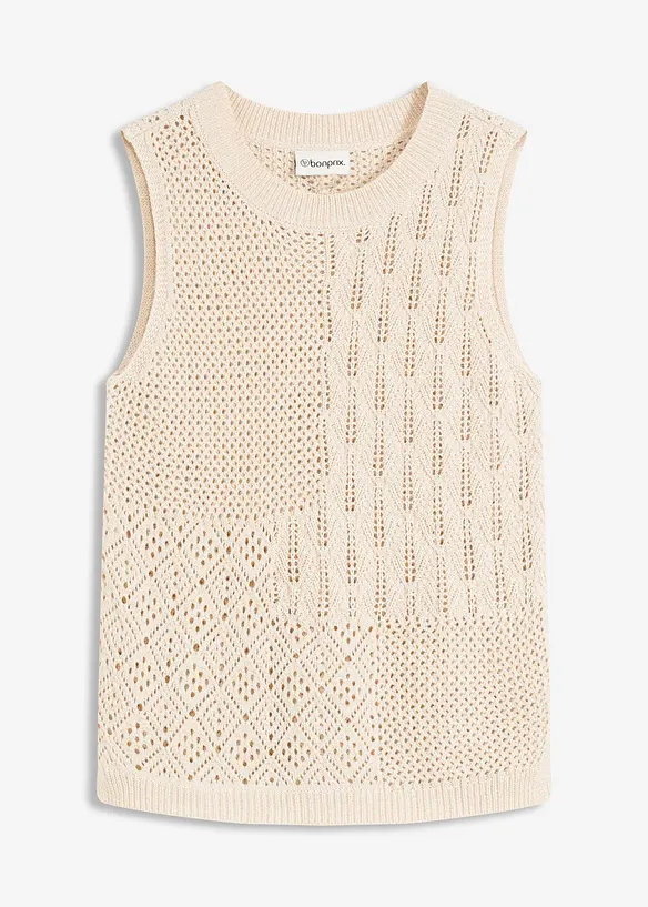 Top in maglia traforata con fili metallizzati, bonprix