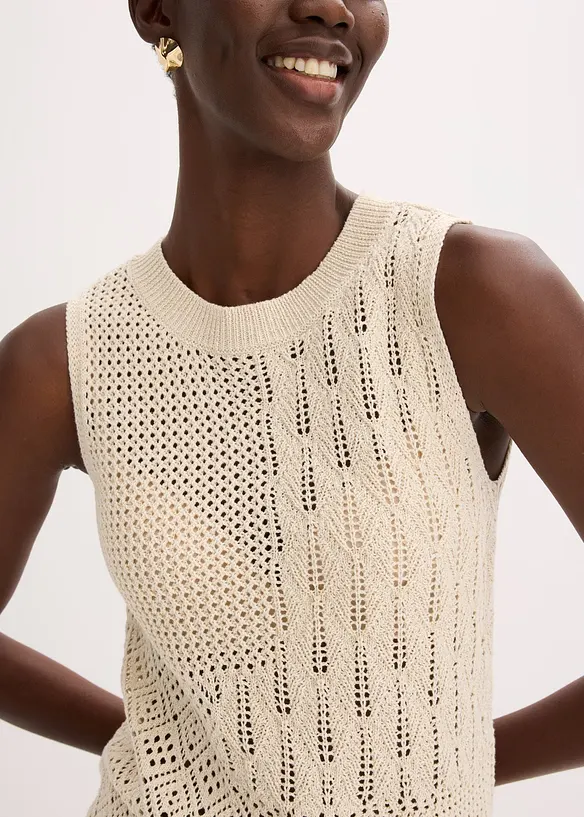 Top in maglia traforata con fili metallizzati, bonprix
