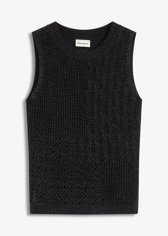 Top in maglia traforata con fili metallizzati, bonprix