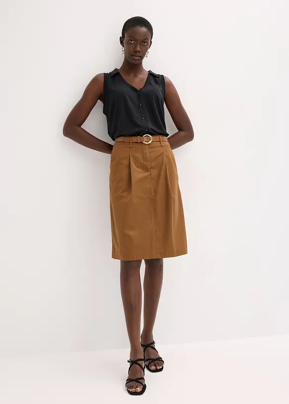 Gonna midi in popeline di cotone, bonprix
