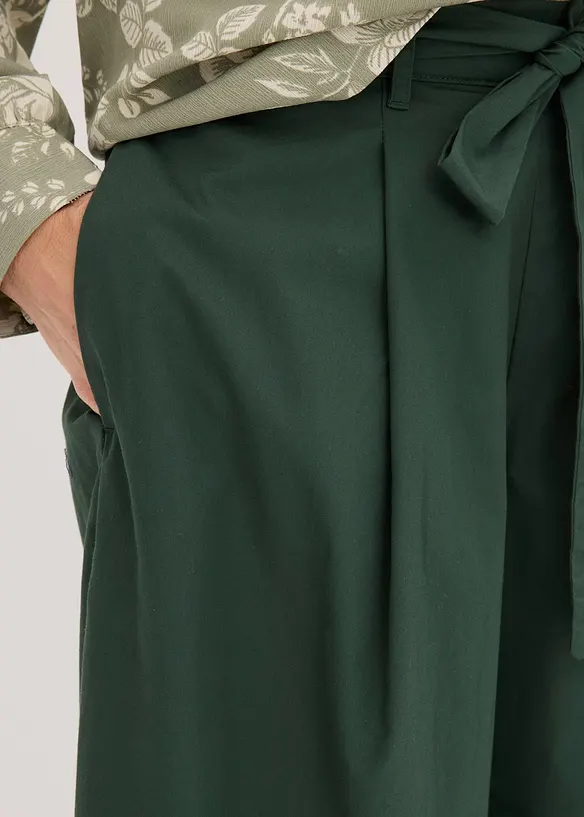 Pantaloni in popeline di cotone e cintura (set 2 pezzi), bonprix