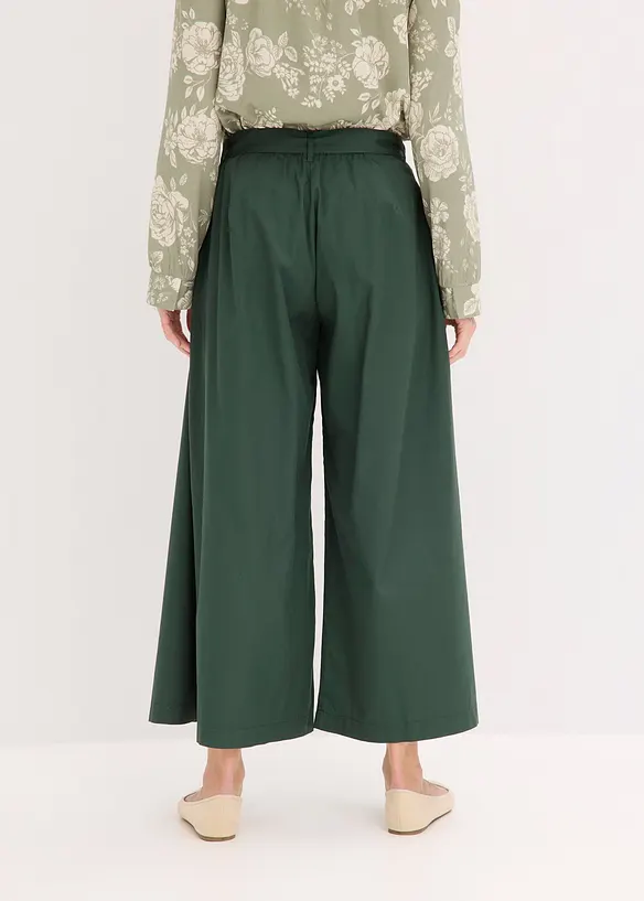 Pantaloni in popeline di cotone e cintura (set 2 pezzi), bonprix