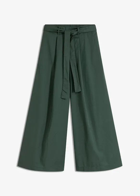 Pantaloni in popeline di cotone e cintura (set 2 pezzi), bonprix