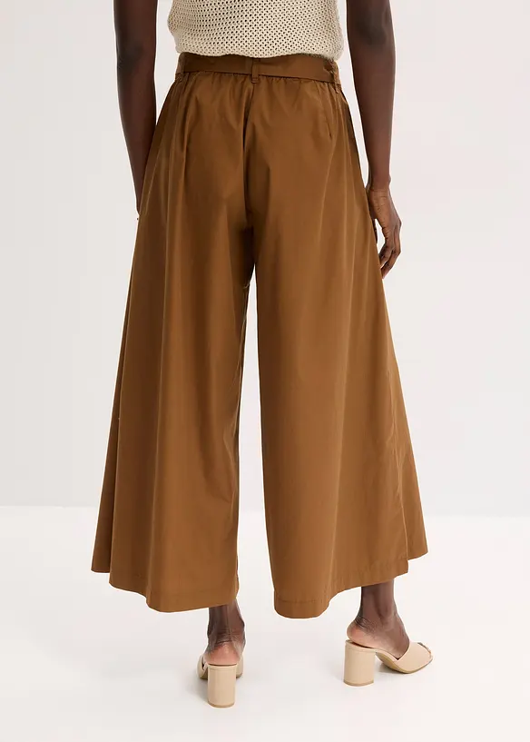 Pantaloni in popeline di cotone e cintura (set 2 pezzi), bonprix