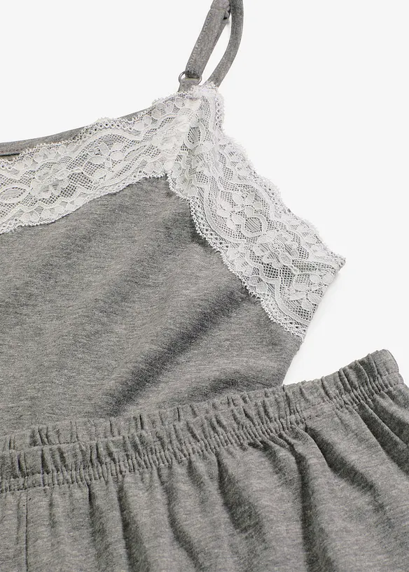 Pigiama estivo con pizzo raffinato, bonprix