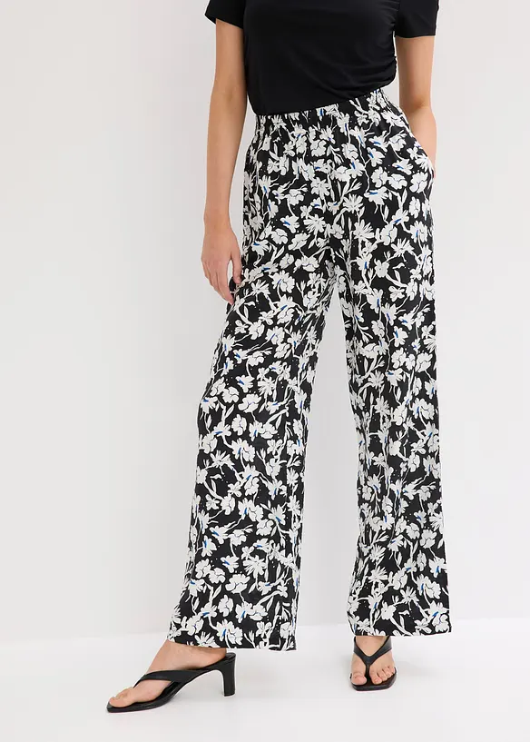 Pantaloni a palazzo in tessuto operato, bonprix