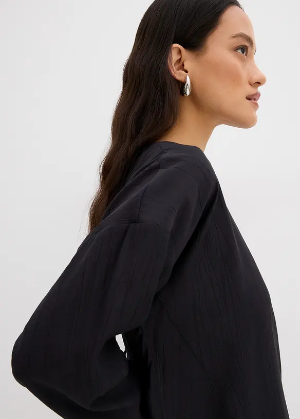 Tunica oversize in misto viscosa crinkle operato, bonprix