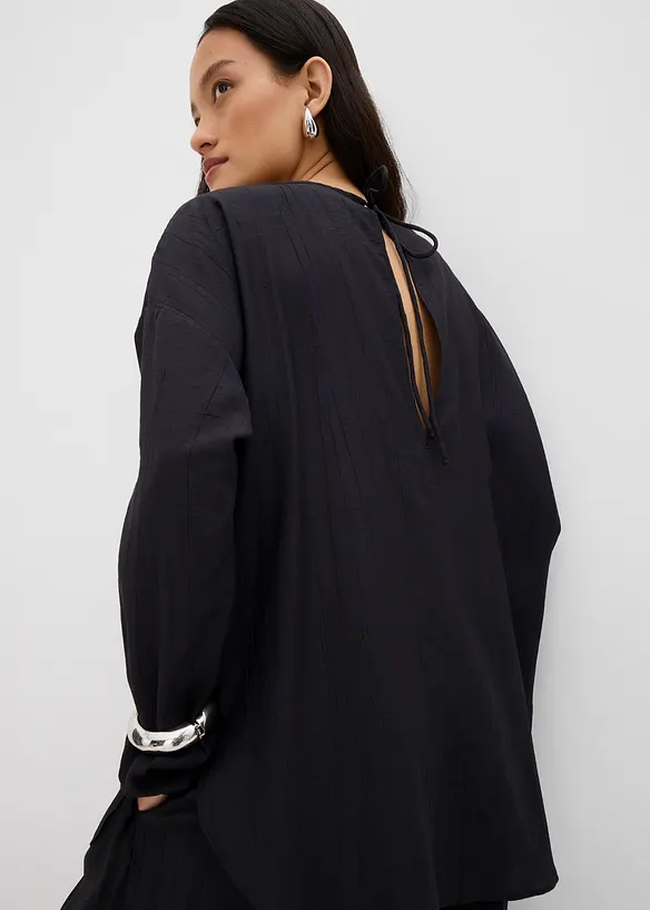 Tunica oversize in misto viscosa crinkle operato, bonprix