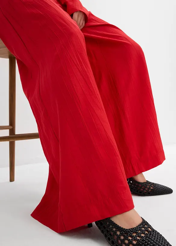 Pantaloni a palazzo in misto viscosa strutturato effetto crinkle, bonprix