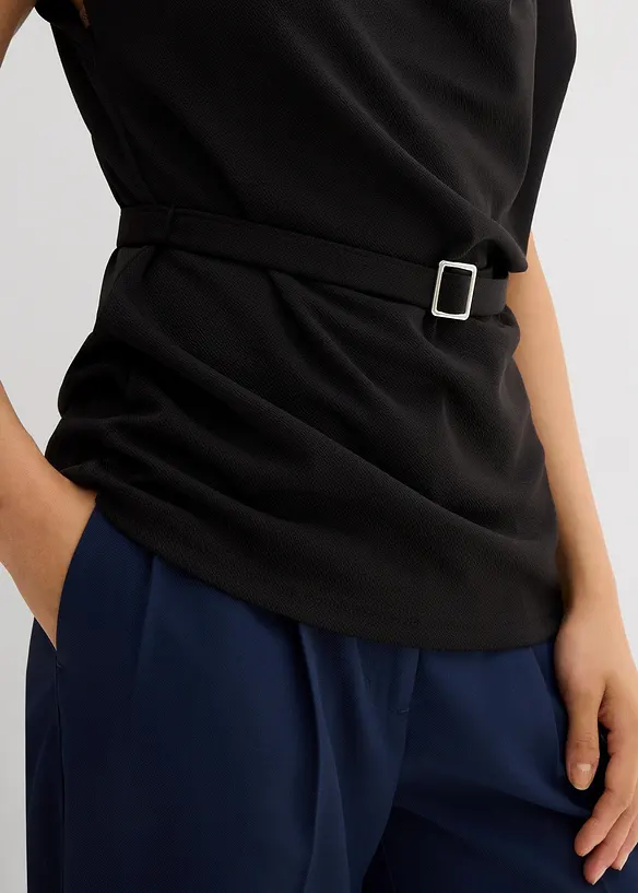 Top in crêpe strutturato con arricciatura alle spalle, bonprix