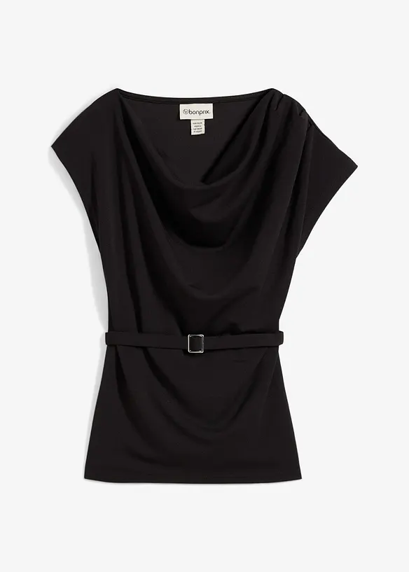 Top in crêpe strutturato con arricciatura alle spalle, bonprix