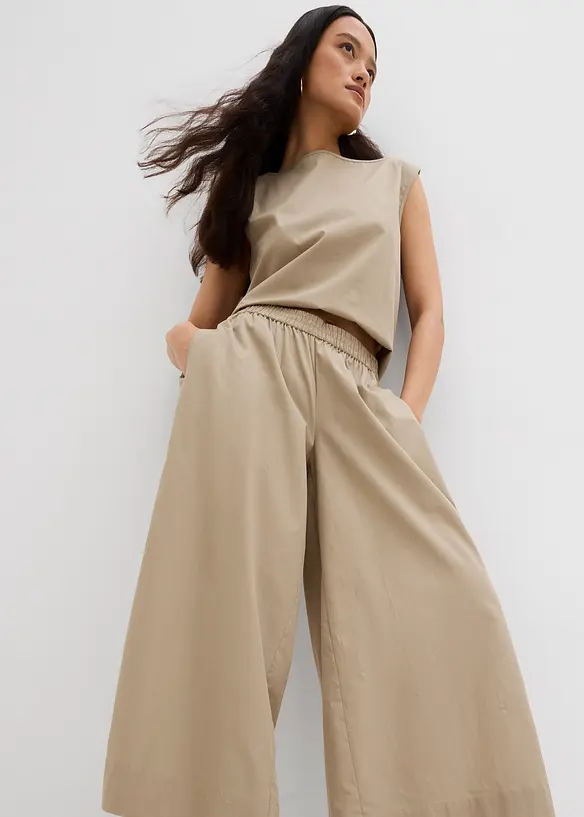 Pantaloni culotte ampi in puro cotone, bonprix