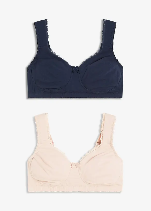 Reggiseno t-shirt minimizer senza ferretto con cotone biologico (pacco da 2), bonprix