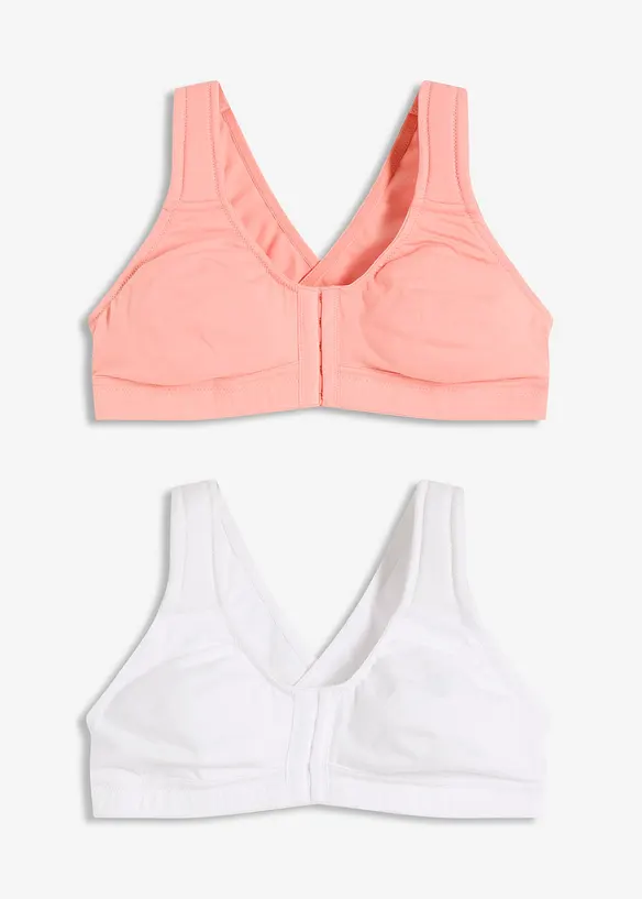 Reggiseno senza ferretto con chiusura davanti e cotone biologico (pacco da 2), bonprix