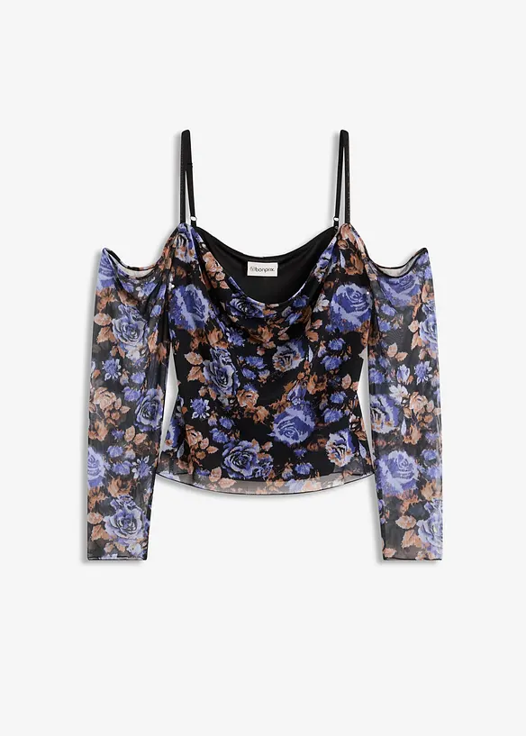 Maglia a spalle scoperte in mesh leggero, bonprix