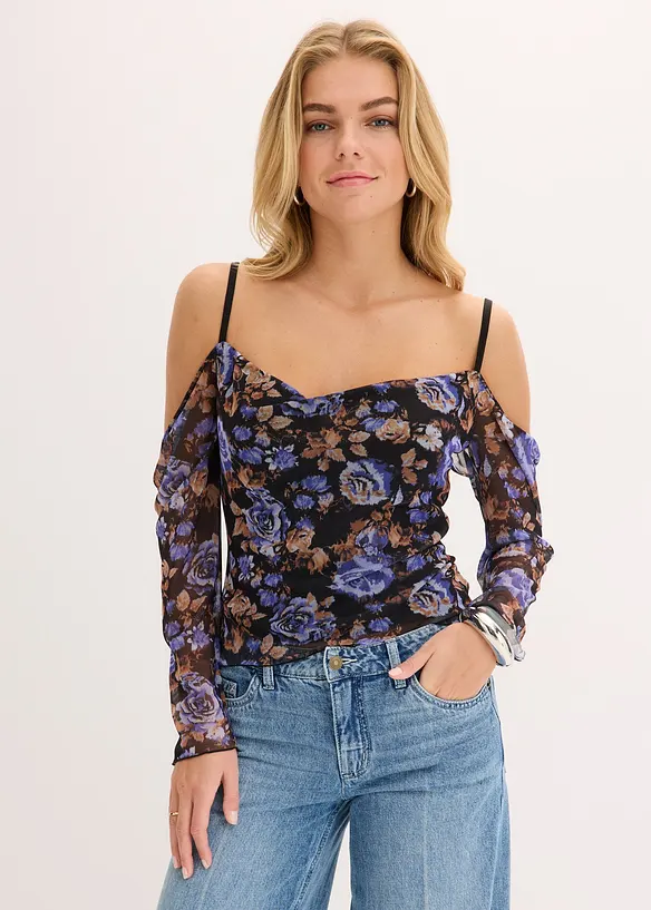 Maglia a spalle scoperte in mesh leggero, bonprix