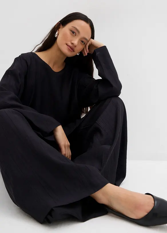 Tunica oversize in misto viscosa crinkle operato, bonprix