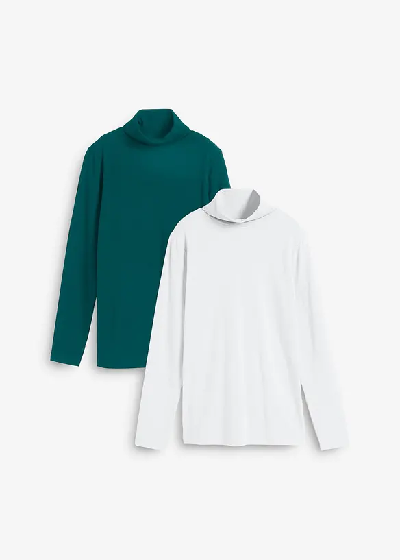 Maglia a maniche lunghe con puro cotone biologico (pacco da 2), bonprix