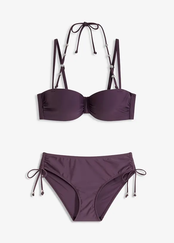 Bikini a balconcino con spalline aggiuntive da legare al collo (set 2 pezzi), bonprix