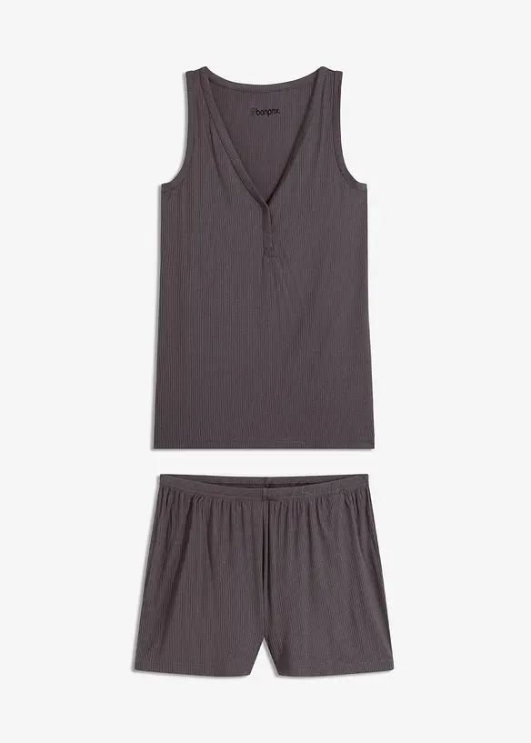 Pigiama estivo in morbida maglia a costine, bonprix