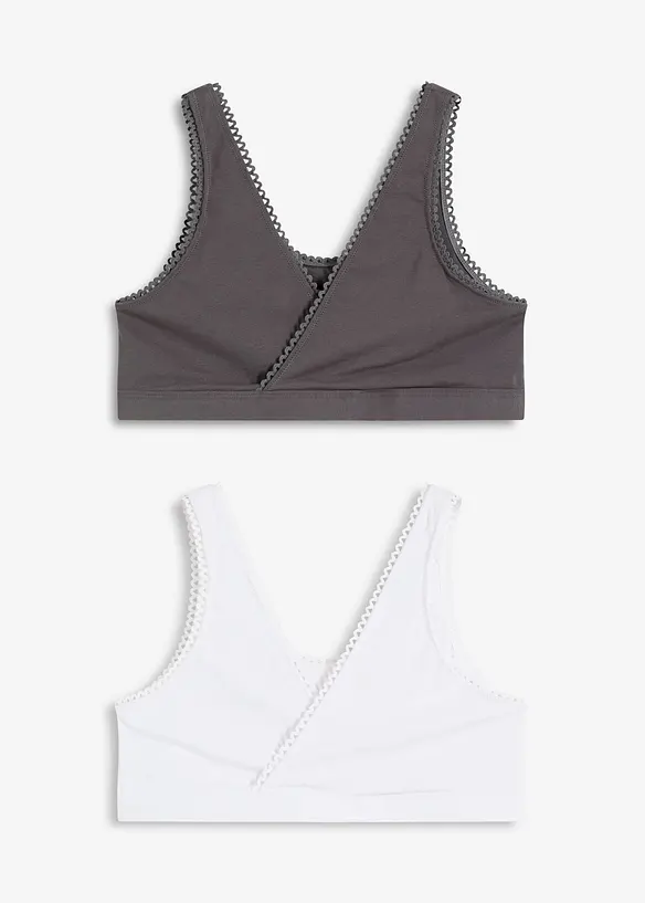 Reggiseno bustier double face con cotone biologico morbido (pacco da 2), bonprix