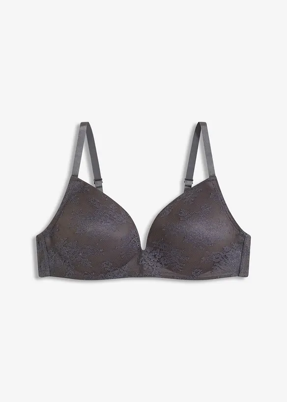Reggiseno con coppe preformate senza ferretto con pizzo delicato, bonprix