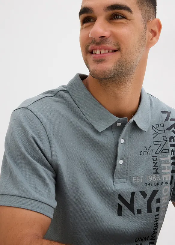 Polo a maniche corte in piquet di puro cotone, slim fit, bonprix