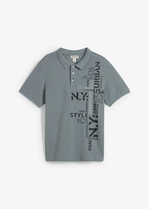 Polo a maniche corte in piquet di puro cotone, slim fit, bonprix