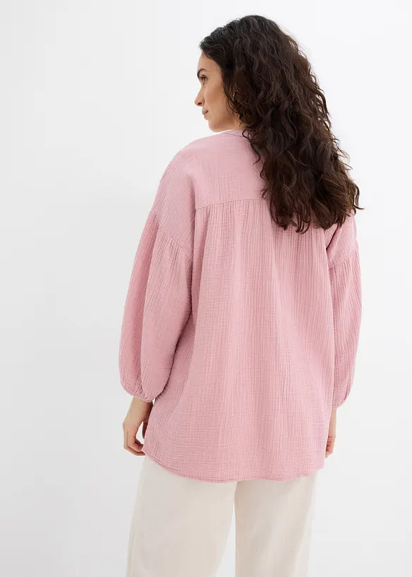 Blusa oversize in mussola di cotone, bonprix