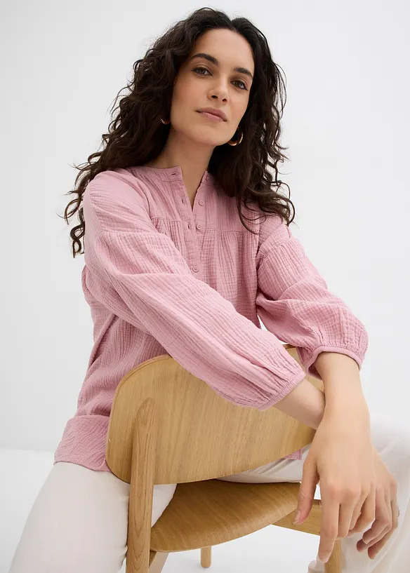 Blusa oversize in mussola di cotone, bonprix