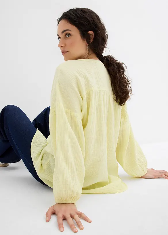 Blusa oversize in mussola di cotone, bonprix