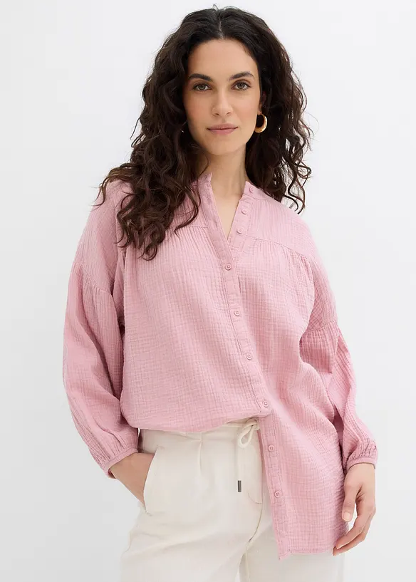 Blusa oversize in mussola di cotone, bonprix