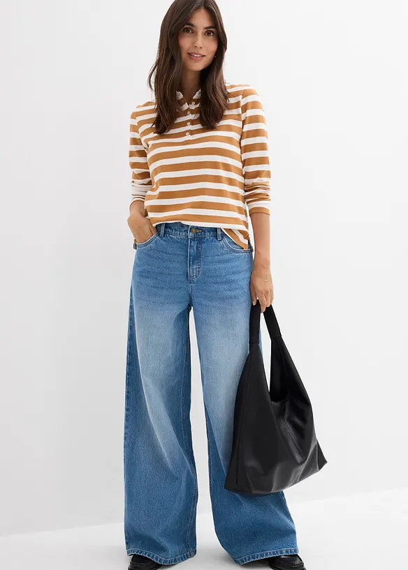 Jeans wide leg, vita media, bonprix