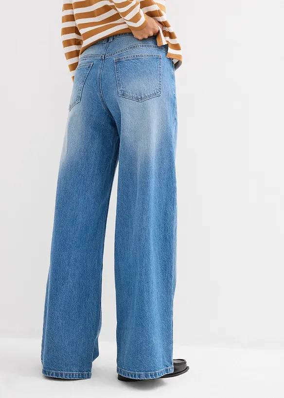 Jeans wide leg, vita media, bonprix