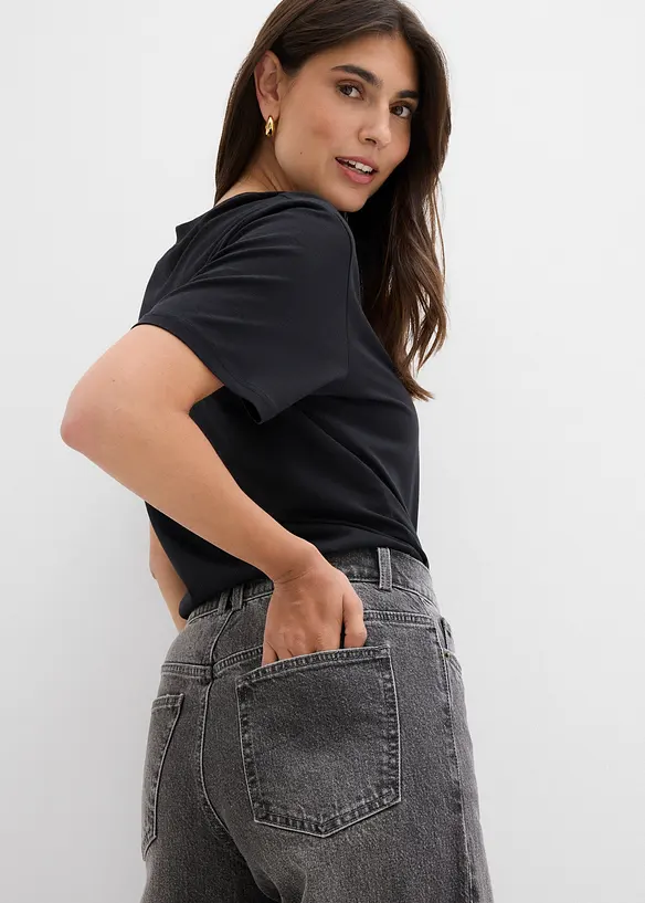 Jeans wide leg, vita media, bonprix