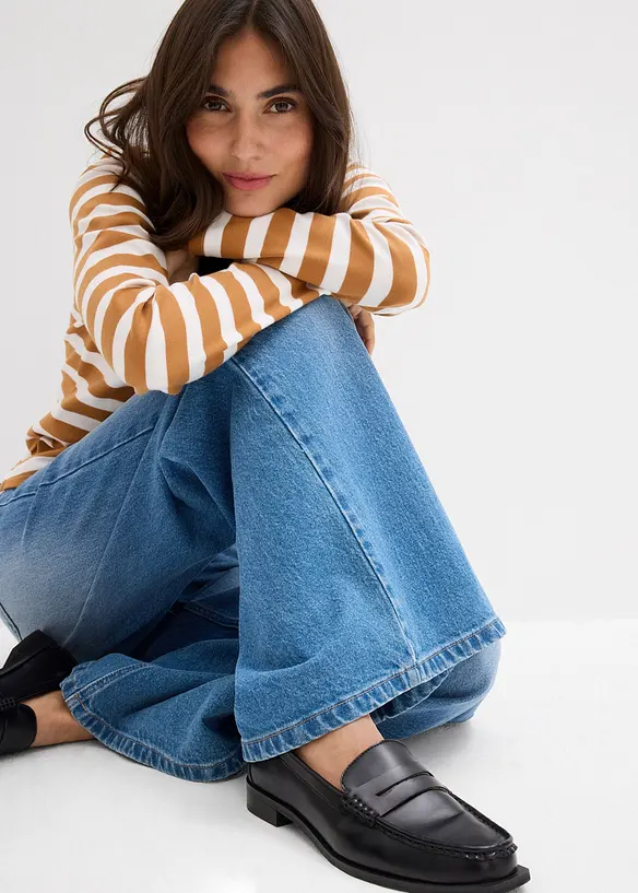 Jeans wide leg, vita media, bonprix