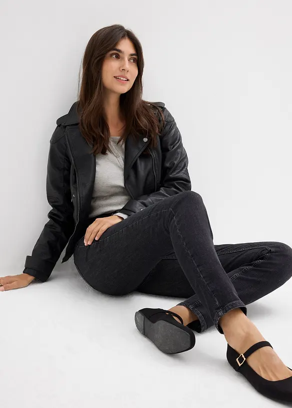 Jeans skinny cropped, vita alta, bonprix