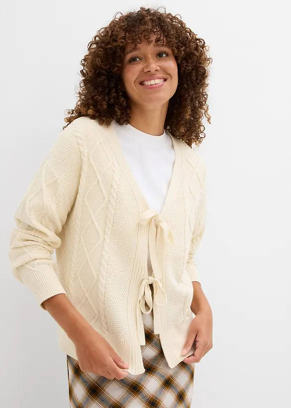Cardigan di maglia con laccetti, bonprix