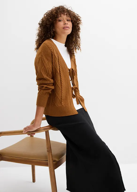 Cardigan di maglia con laccetti, bonprix