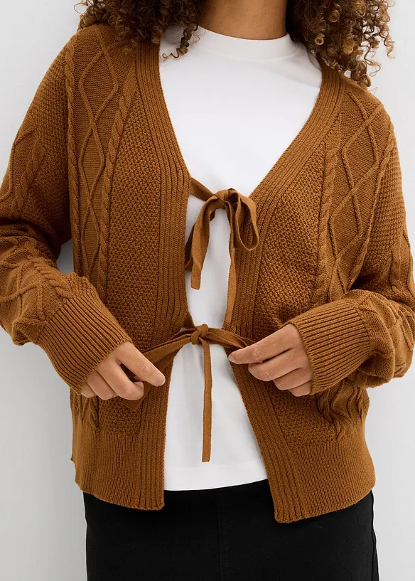 Cardigan di maglia con laccetti, bonprix