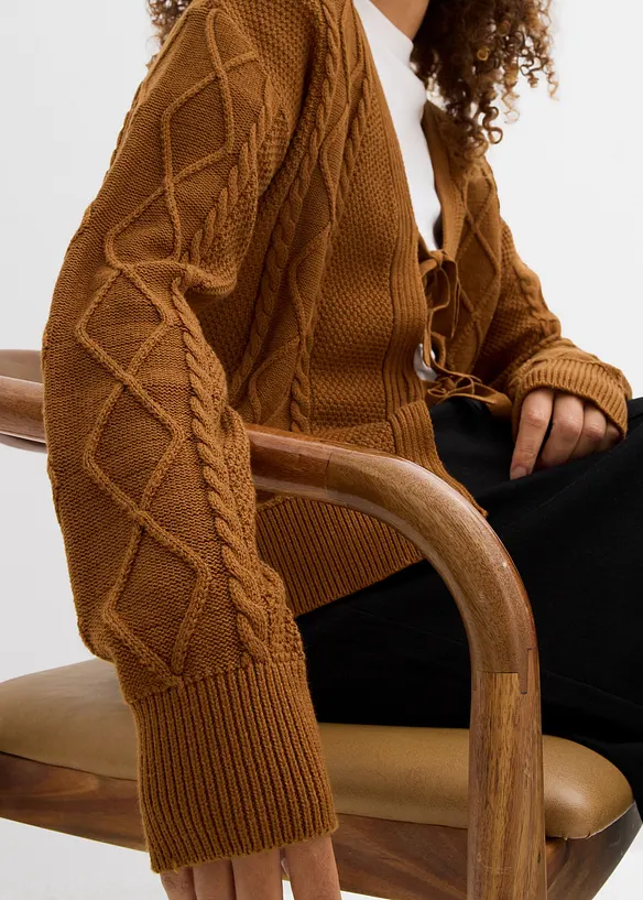 Cardigan di maglia con laccetti, bonprix