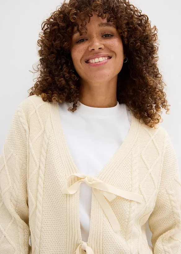 Cardigan di maglia con laccetti, bonprix