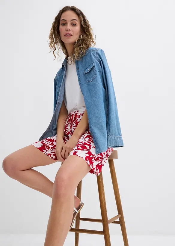 Shorts larghi in viscosa con cinta comoda, vita alta, bonprix