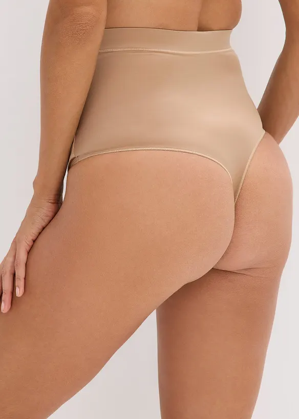 Perizoma a vita alta leggermente modellante con effetto lucido (pacco da 2), bonprix