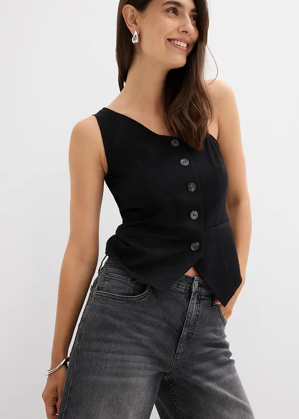 Jeans wide leg a vita alta, bonprix