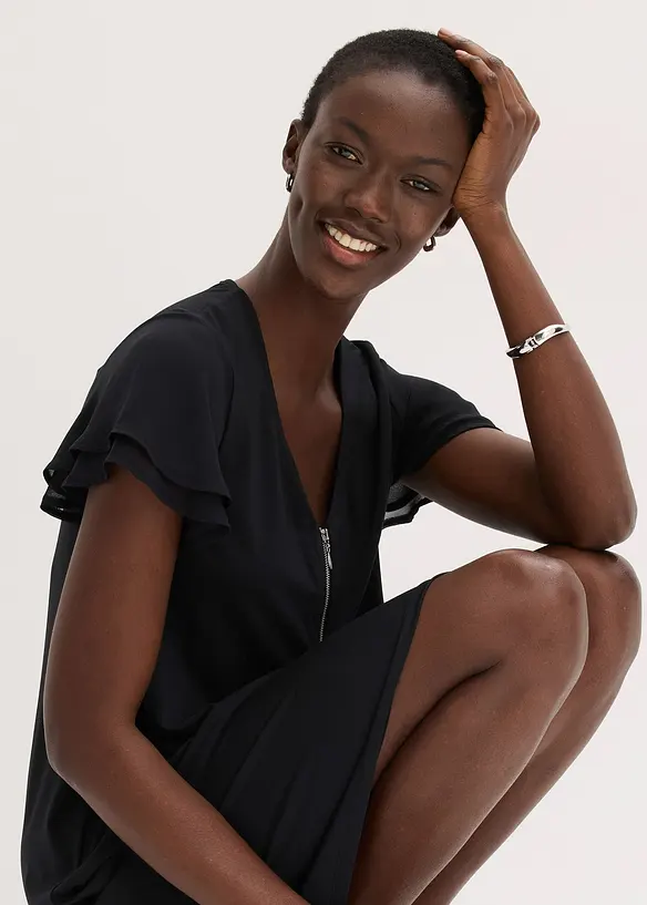 Abito in maglina con maniche di chiffon, bonprix