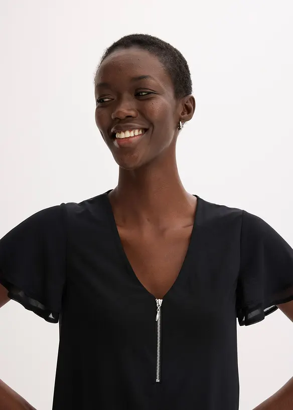 Abito in maglina con maniche di chiffon, bonprix