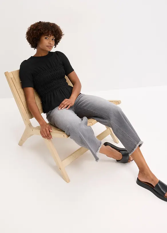 Maglia con lavorazione smock, bonprix