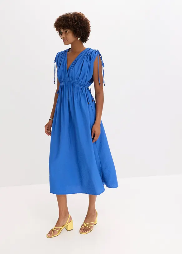 Abito lungo in tessuto a trama operata con maniche ampie, bonprix