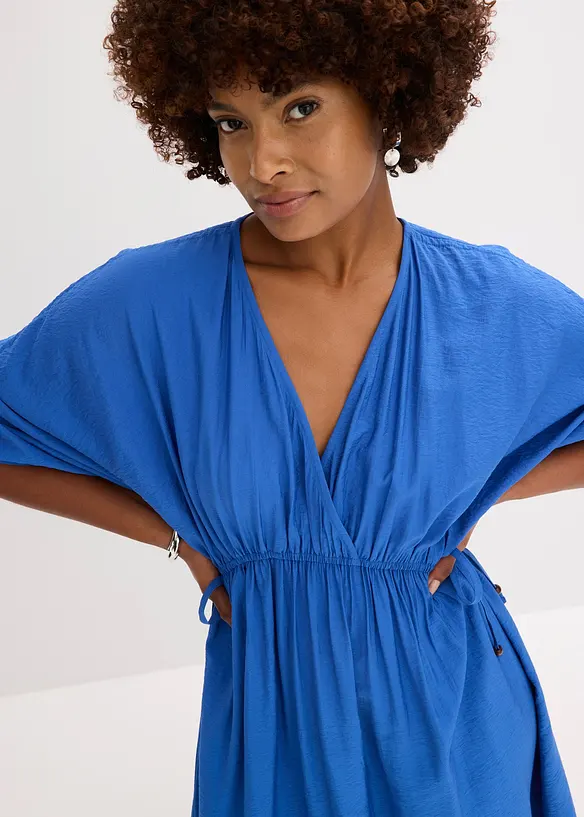 Abito lungo in tessuto a trama operata con maniche ampie, bonprix